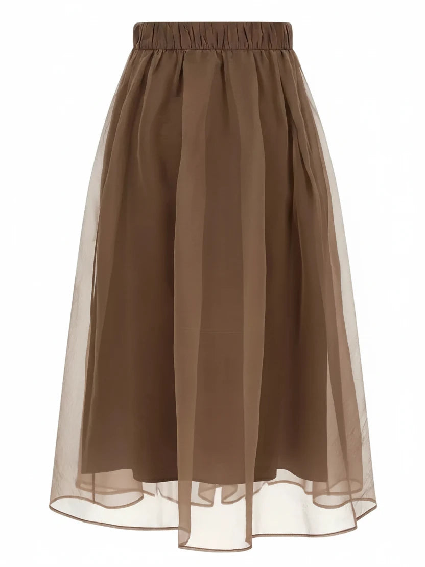 Brunello Cucinelli Circle Midi-Skirt Brown