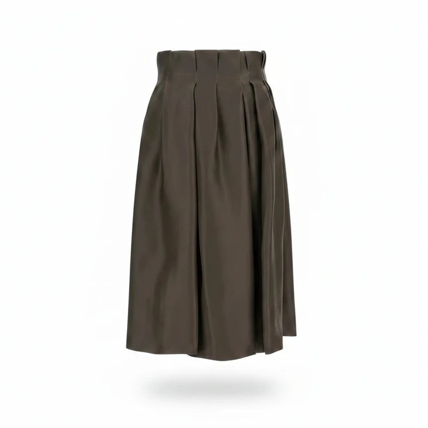 KHAITE Astrid Silk Skirt Brown