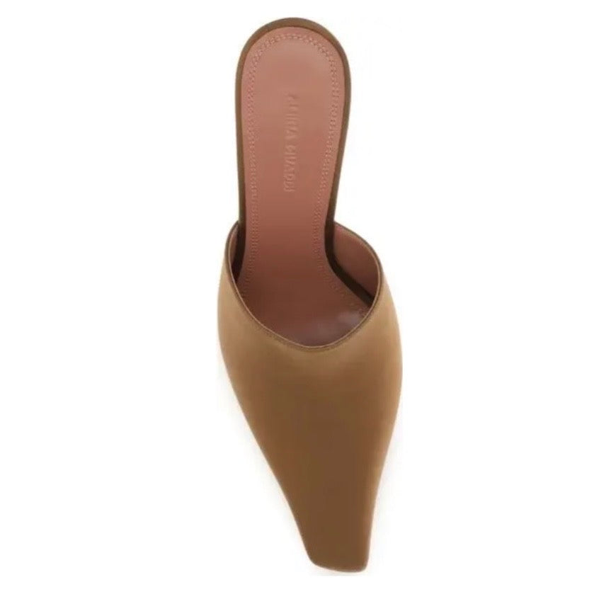 Amina Muaddi - Jamie Silk Mules Brown