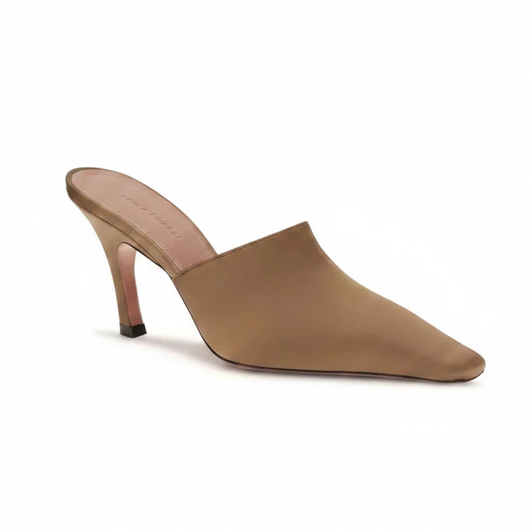 Amina Muaddi - Jamie Silk Mules Brown