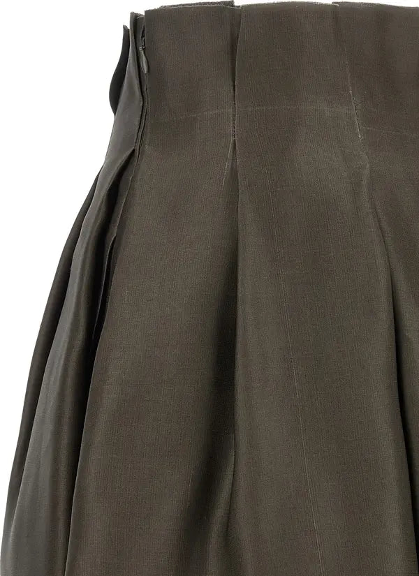 KHAITE Astrid Silk Skirt Brown