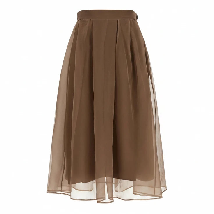 Brunello Cucinelli Circle Midi-Skirt Brown