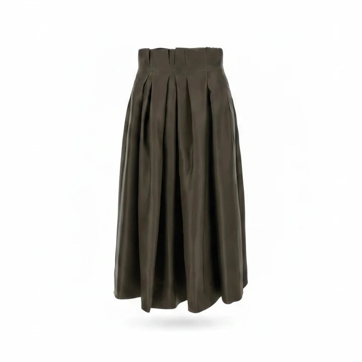 KHAITE Astrid Silk Skirt Brown